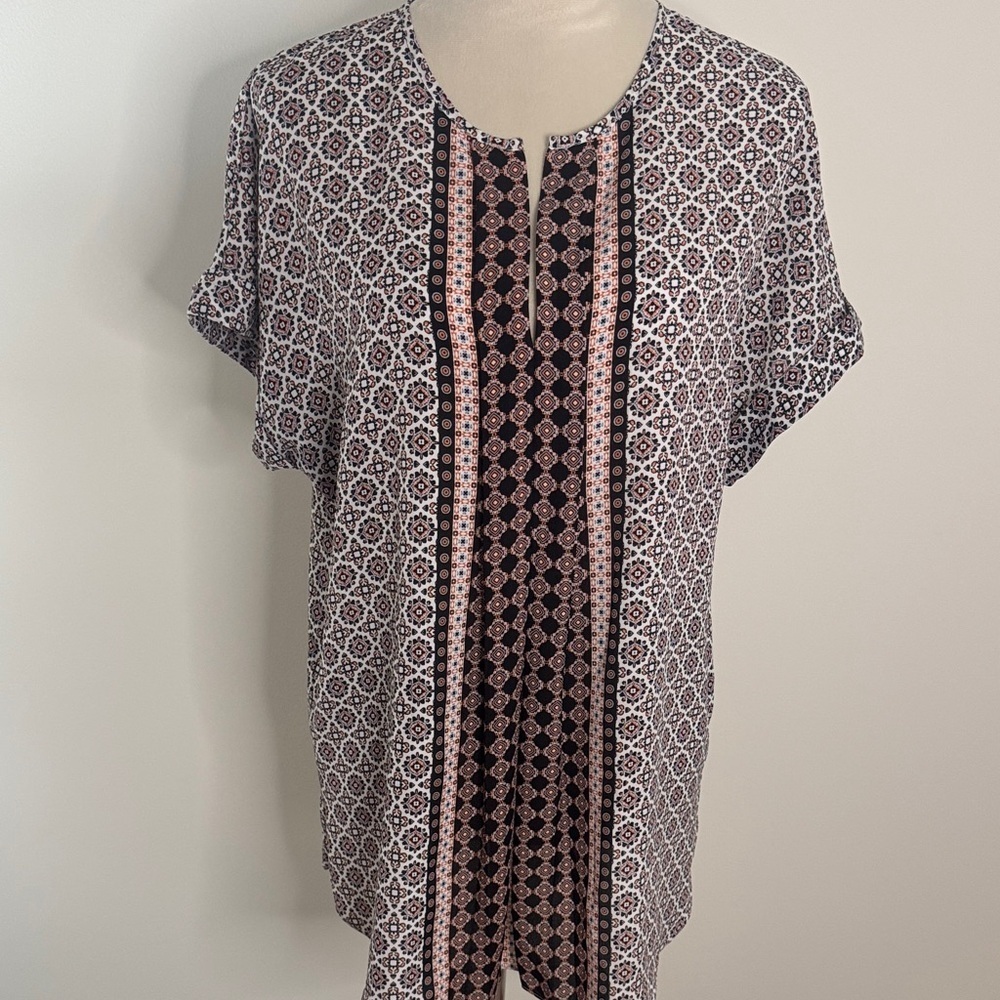 Max Studio Black and Pink Patterned Blouse